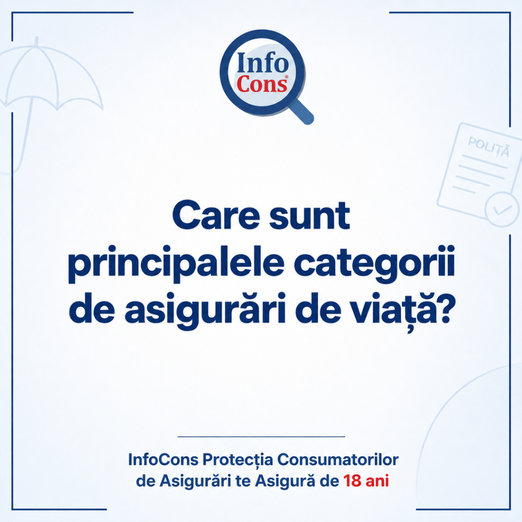 Care sunt principalele categorii de asigurări de viață ? InfoCons Protecția Consumatorilor de Asigurări te Asigură de 18 ani